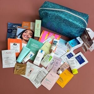 Tula Skincare Set with Blue Glitter Bag